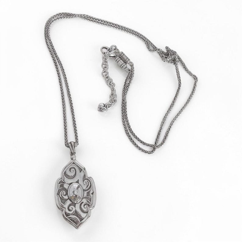 Brighton Andaluz Reversible Pendant Necklace Silver Plated Long Chain Retired image 1