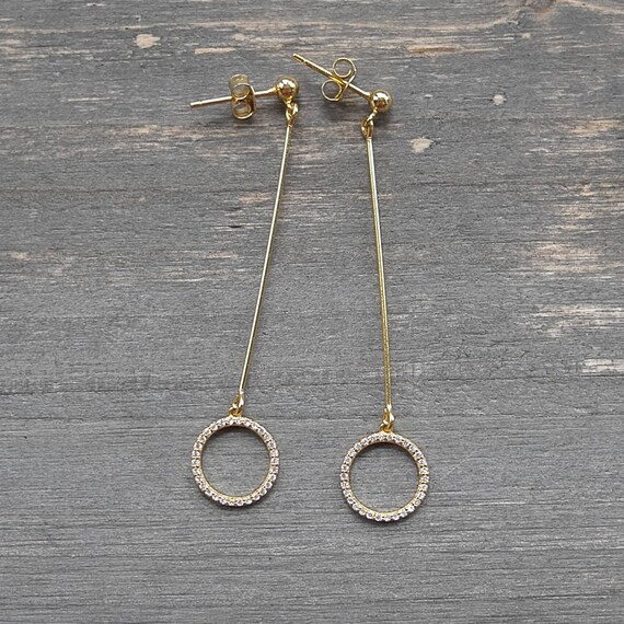 Sterling Silver 925 Gold Plated Dangle Drop Earri… - image 3
