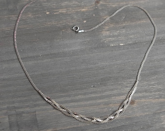 925 Sterling Silver Braided Serpentine Necklace 18&quot; Flat Woven Chain 6.5g