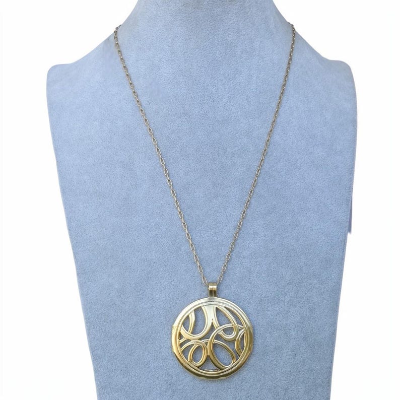 Brighton Christo Gold Tone Pendant Necklace Interchangeable Leather Disc 20-22" image 2