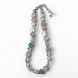 Brighton Gelato Pastel Pebble Perlen-Halskette Silber Spacers Multicolor im Ruhestand Bild 1