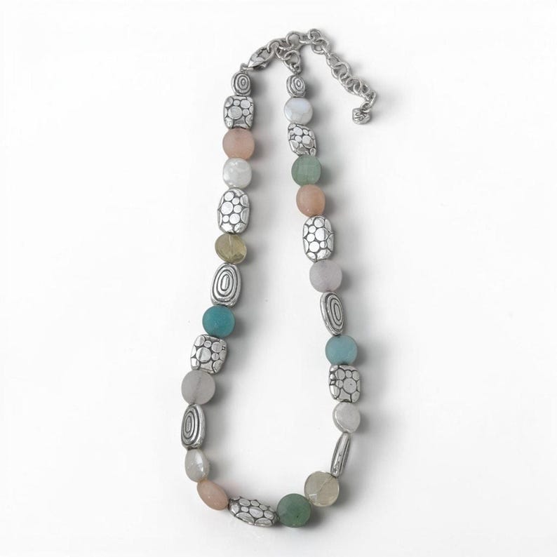 Brighton Gelato Pastel Pebble Perlen-Halskette Silber Spacers Multicolor im Ruhestand Bild 1