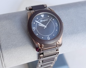 Brighton Brooklyn Watch: Bronze Tone, Rubber Band, Retired Design