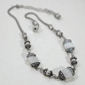 Brighton Mother Of Pearl Abalone Beaded Necklace Silver Plated Coastal Retired image 3