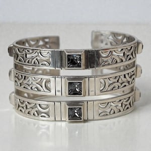 Brighton Bloc Haus Wide Cuff Bangle Bracelet Crystal Architectural 1.5 Inch image 1