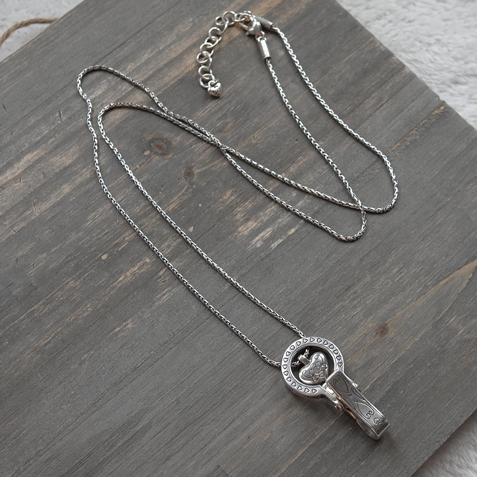 Brighton Lanyard Badge ID Holder Necklace Heart Clear Crystsl