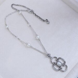 Brighton Bellissima Pendant Necklace Faux Pearls Small Crystals Retired Design image 3