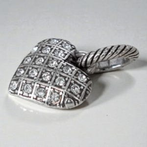 Brighton Diamond Heart ABC Dangle Charm Bracelet Charm Silver Plated Crystal image 2