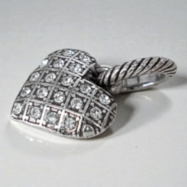 Brighton Diamond Heart ABC Dangle Charm Bracelet Charm Silver Plated Crystal image 2