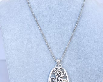 Brighton Adara Reversible Pendant Necklace Two Tone Silver Gold Retired