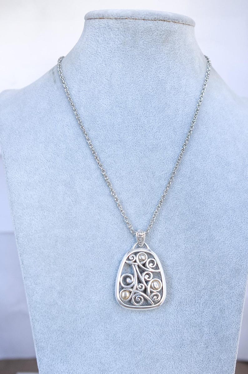 Brighton Adara Oval Reversible Pendant Necklace Mixed Metal Two Tone Retired image 1