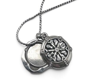 Brighton Winter Sparkle Snowflake Locket Necklace JL4802 Silver Crystal Holiday
