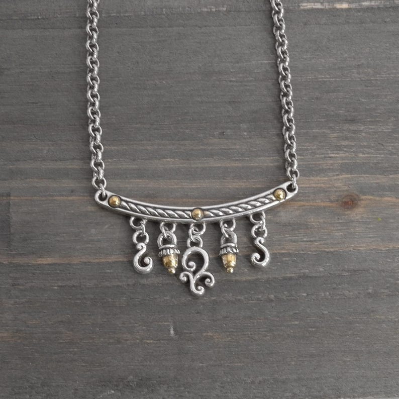 Brighton Bar Halsband Pärlor Guldfärgade Vintage Pensionerade Designersmycken Justerbara Samlarobjekt Statement bild 4