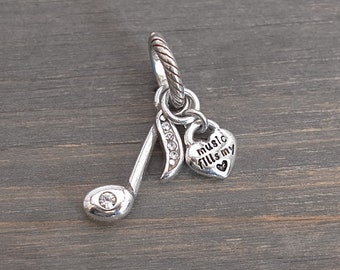 Brighton Dangle ABC Charm "Sing Along" Music Key Silver Plated w/ Crystals