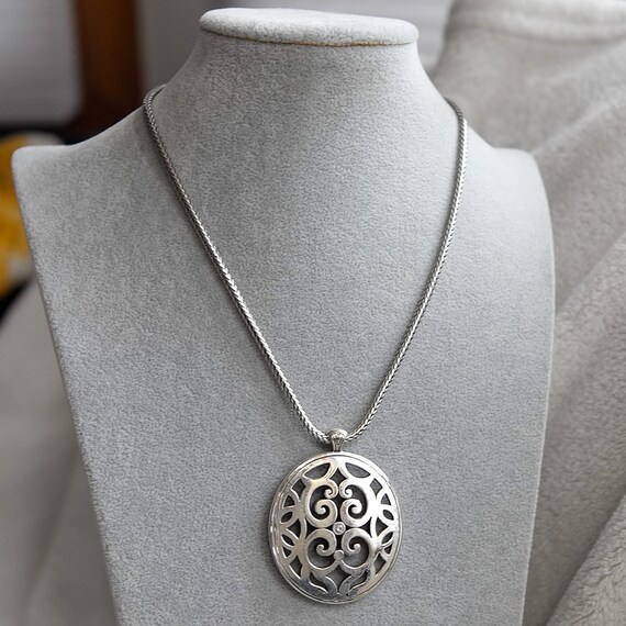 Brighton Medallion Necklace Large Oval Scrolled P… - image 9