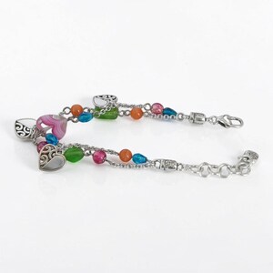 Brighton Deco Bright Double Chain Bracelet Pastel Art Glass Beads Heart Retired image 3