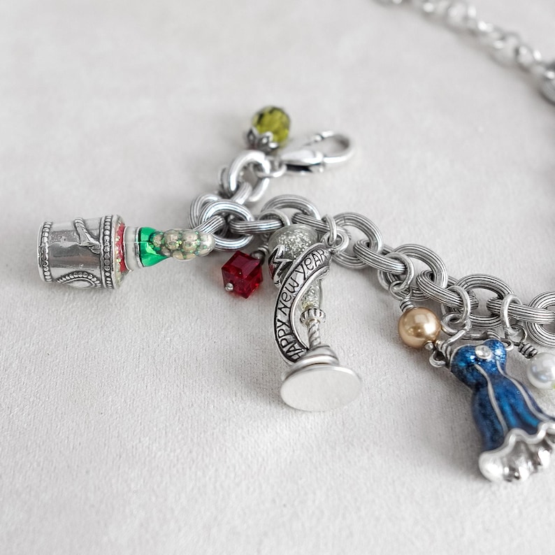 Brighton Celebration Nyårsfest Charm Armband Emalj Silverpläterad Pensionerad bild 8