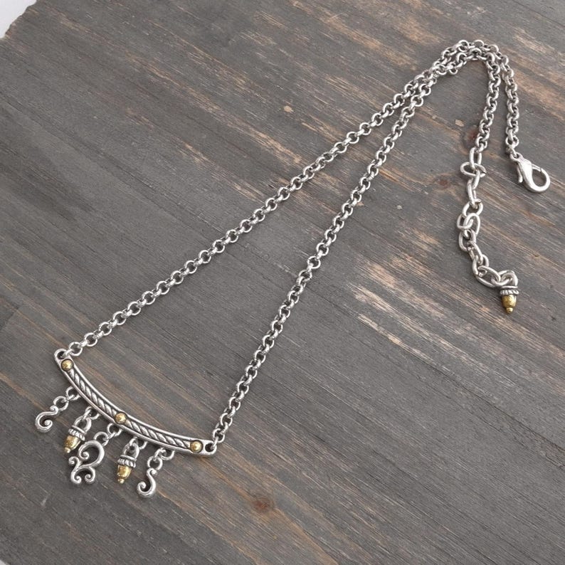 Brighton Bar Halsband Pärlor Guldfärgade Vintage Pensionerade Designersmycken Justerbara Samlarobjekt Statement bild 1