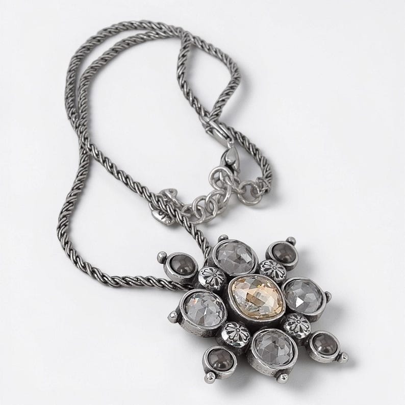 Brighton Serena Pendant Necklace Champagne Bronze Stones Twisted Chain Retired image 6