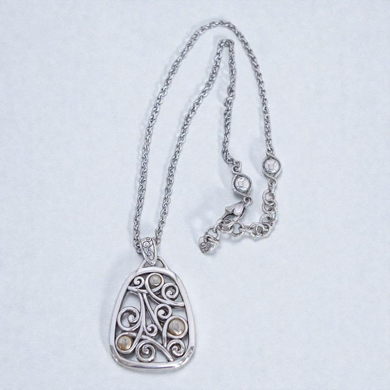 Brighton Adara Oval Reversible Pendant Necklace Mixed Metal Two Tone Retired image 3