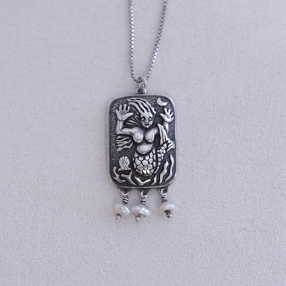 Collana A Sirena In Argento 925 Con Perla D'acqua Dolce, Diverse Catene Tra Cui Scegliere - Italia