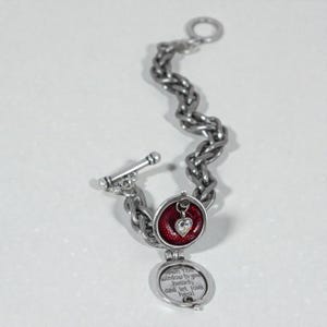 Brighton Healing Heart Silver Locket Bracelet Toggle Clasp Clear Crystal Retired image 4