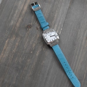 Brighton Orchard Ladies Watch Blue Leather Band Works Silver  display picture 3