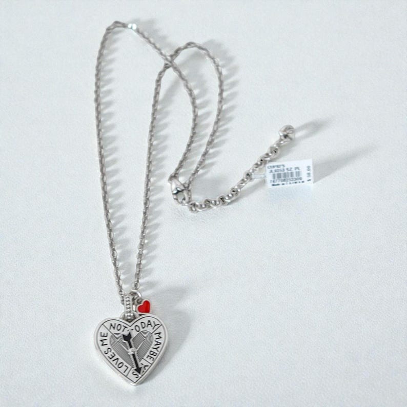 Brighton Cupid Heart Spinner Pendant Necklace Enamel Valentine Silver NWT image 2