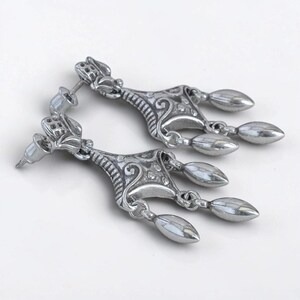 Brighton Chandelier Earrings Scrollwork Teardrop Dangle Silver Plated Post Back image 4