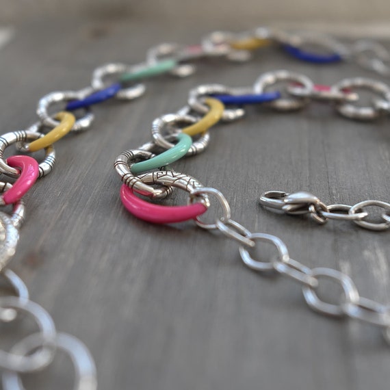 Brighton CARAMBA Long Chain Necklace Colorful Lin… - image 8