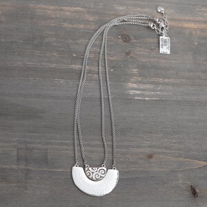 Brighton Andaluz Arch Layered Pendant Necklace: Hammered Silver, Rhinestone Accents (18-20") image 3