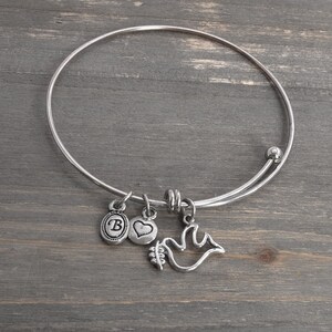 Brighton Slim Bangle Bracelet Dove Charm ADD CHARMS Retired Silver Plated