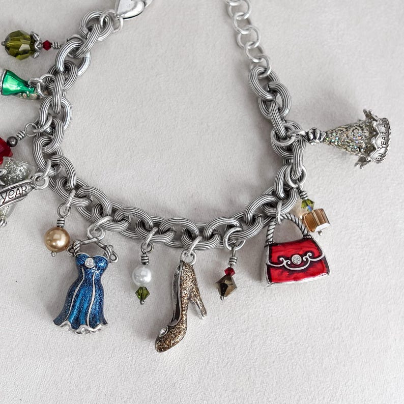 Brighton Celebration Nyårsfest Charm Armband Emalj Silverpläterad Pensionerad bild 3