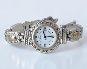 Brighton Nantucket Mixed Metal Uhr Seil Detail Silber Gold Knebelverschluss 20,3 cm