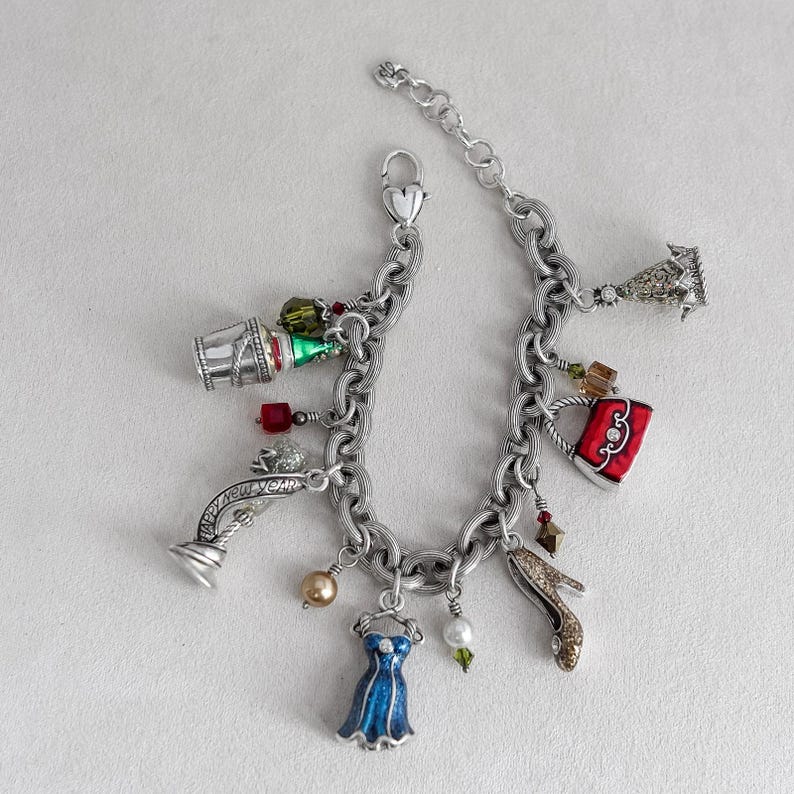 Brighton Celebration Nyårsfest Charm Armband Emalj Silverpläterad Pensionerad bild 5