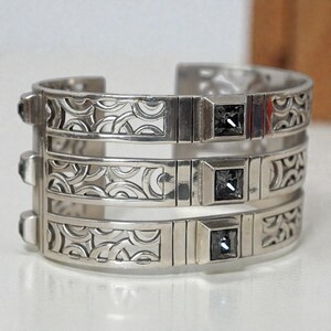 Brighton Bloc Haus Wide Cuff Bangle Bracelet Crystal Architectural 1.5 Inch image 2