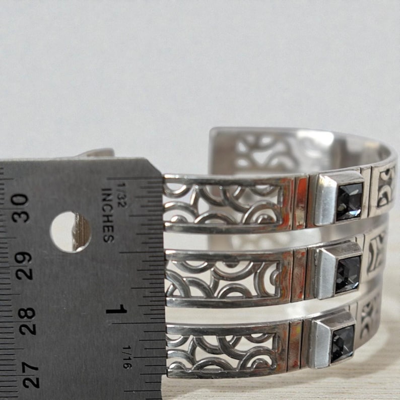 Brighton Bloc Haus Wide Cuff Bangle Bracelet Crystal Architectural 1.5 Inch image 7