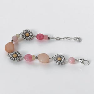 Brighton Paradise tuinarmband Daisy Charms roze stenen kralen zilver gepensioneerd afbeelding 3