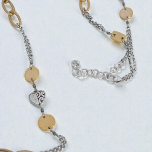 Brighton Look Of Love Long Chain Necklace Two Tone Gold Silver Art Deco Retired image 5