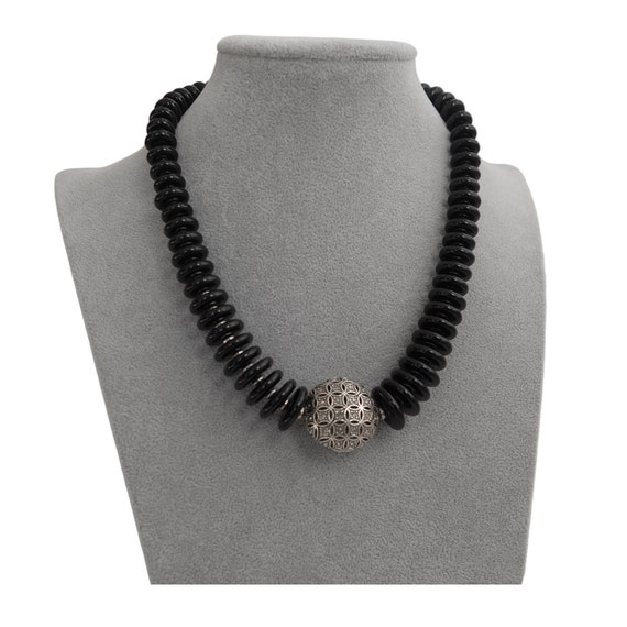 Brighton Persian Night Beaded Necklace Black Silv… - image 8