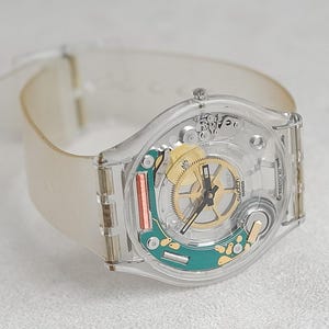 1998 Swatch SFK100 Jelly Skin Ultrathin Transparent Watch Vintage 