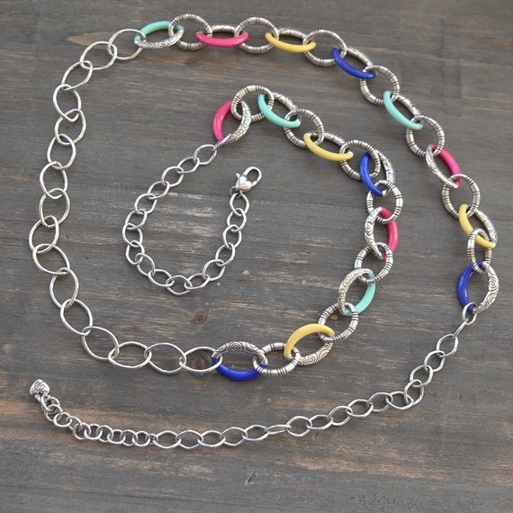 Brighton CARAMBA Long Chain Necklace Colorful Lin… - image 1