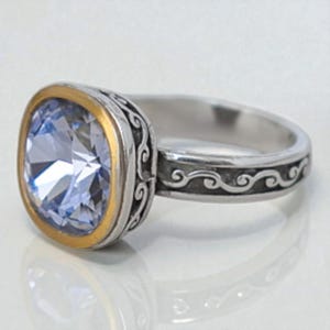 Brighton Venusian Lavender Blue Swarovski Crystal Gold & Silver Ring Size 8 image 2