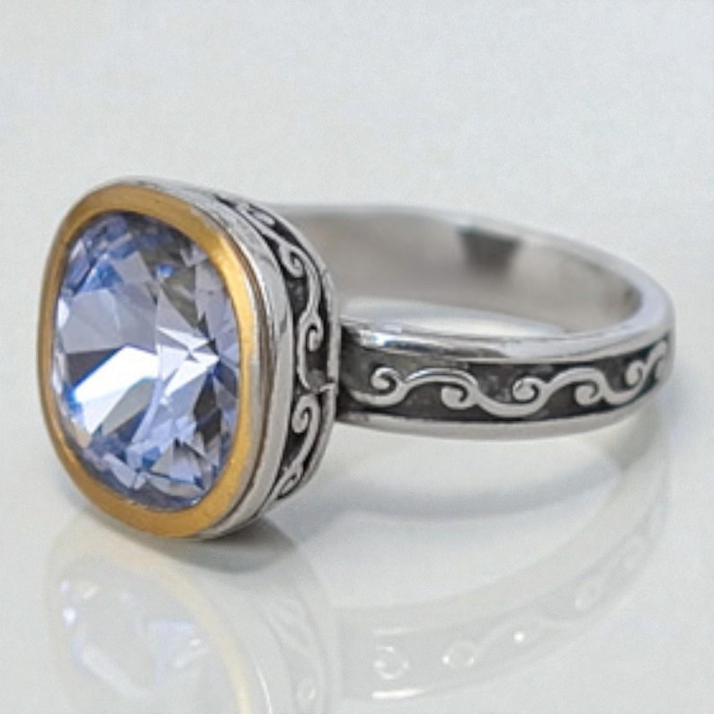 Brighton Venusian Lavender Blue Swarovski Crystal Gold & Silver Ring Size 8 image 2