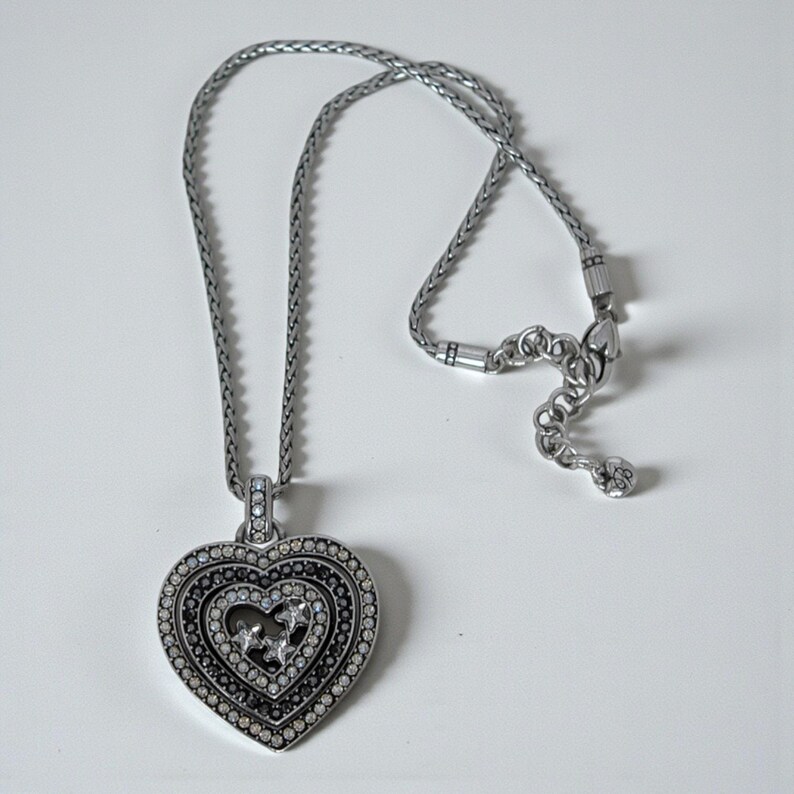 Brighton Starlight Heart Crystal Pendant Necklace Silver Plated Lobster Clasp image 3