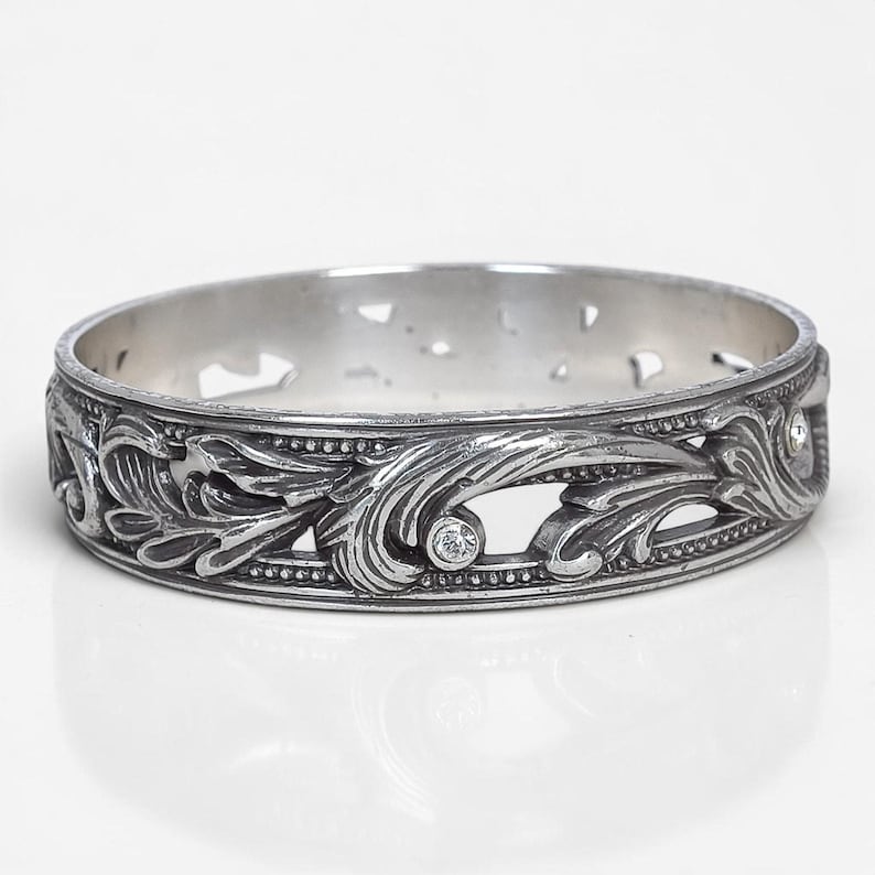 Vintage Brighton Le Louvre Bangle Bracelet Rhinestone Crystal Art Nouveau 2.5" image 2