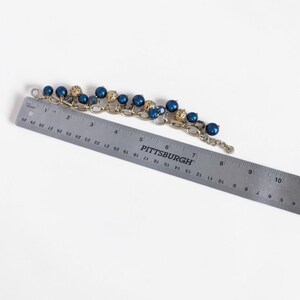 Brighton Contempo Chic Beaded Bracelet Dark Blue Pearlescent Gold Plated Retired image 4