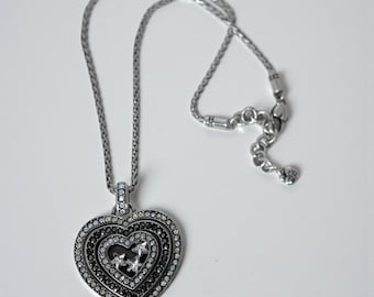 Brighton Starlight Heart Crystal Pendant Necklace – Retired Silver Plated Chain