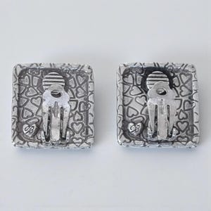 Vintage Brighton Rectangular Clip On Earrings Woven Pattern Silver Plated Rare image 6
