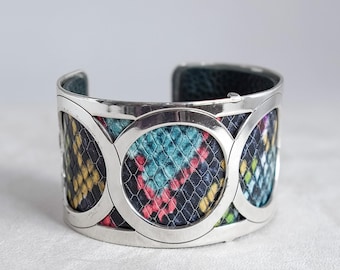 Brighton Christo Bracelet: Silver Plated Leather Cuff, 1.5" Wide